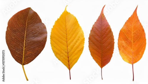 Autumn leaves isolated on white background.