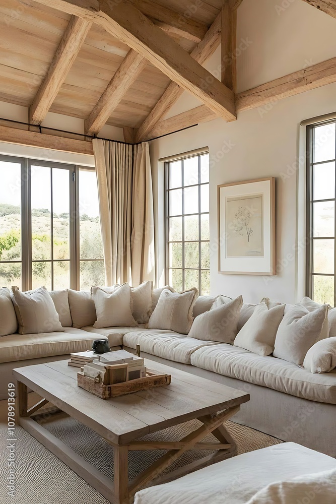 Beautiful Modern Living room Interior with furniture's ,mockup frame , posters, wall -3d Rendering