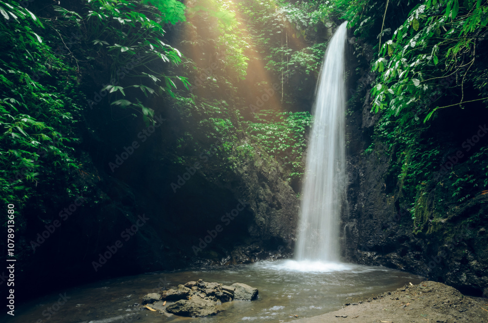 Beautiful waterfall in tropical rainforest in Bali, Indonesia