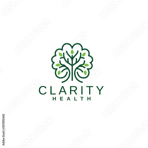 Minimal Brain tree roots medical logo design