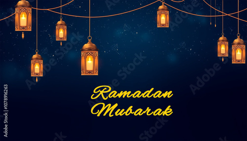 Celestial Ramadan Mubarak Greeting Card Design