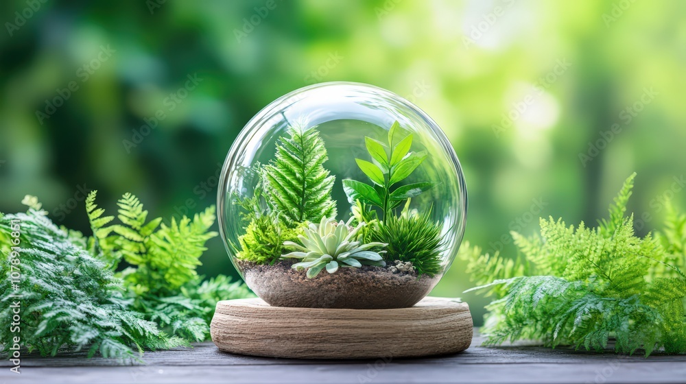 Aligning Climate Goals with Carbon Neutrality in a Glass Terrarium Displaying Lush Green Plants and Vibrant Flora in a Natural Setting Aligning Climate Goals with Carbon Neutrality in a Glass Terrarium Displaying Lush Green Plants and Vibrant Flora in a Natural Setting