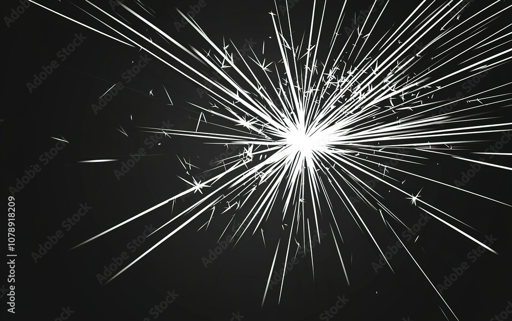 Obraz premium Sparks fly brightly against a dark background during a metalworking process in an industrial workshop late at night