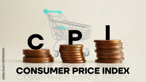 CPI Consumer price index as financial concept with Shopping cart photo