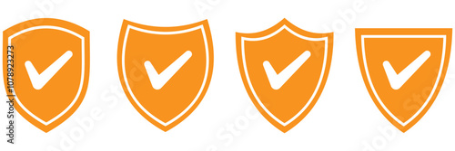 Shield check mark icon. Shield with a checkmark in the middle Protection icon. Security shield protected icon. Vector illustration.