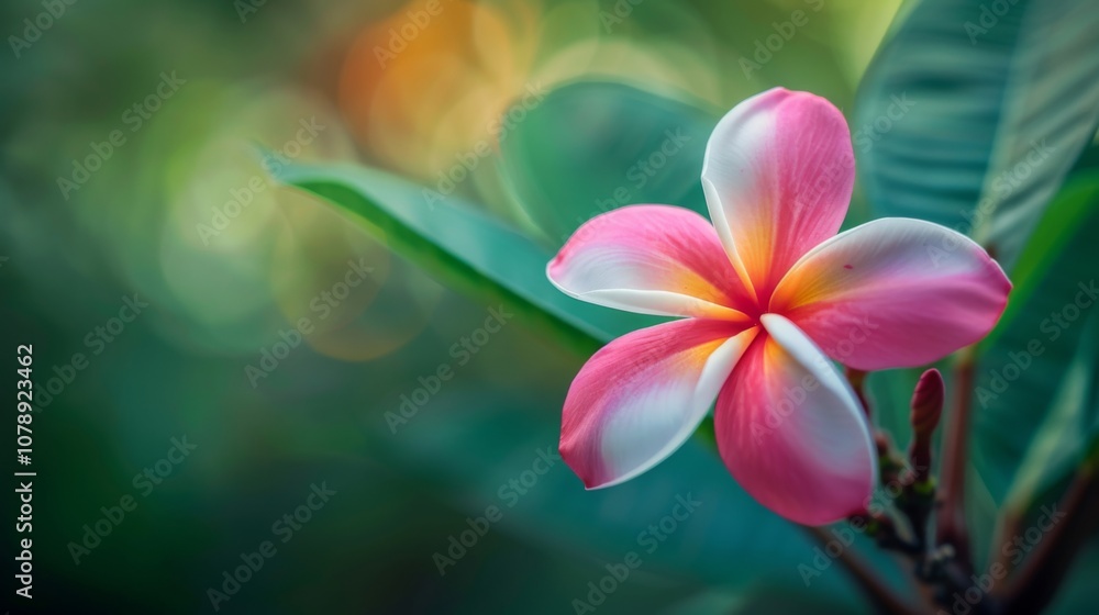 Fototapeta premium Pink and White Tropical Flower Close Up Photography