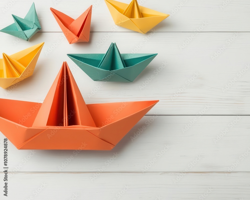 Closeup of an origami paper boat in progress, instructional guide beside showcasing folding stages, boat origami folding, stepbystep visual Closeup of an origami paper boat in progress, instructional guide beside showcasing folding stages, boat origami folding, stepbystep visual