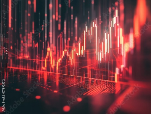Wallpaper Mural An abstract financial chart with candlestick patterns and a trend line on a white background, representing market analysis. 3D Rendering Torontodigital.ca