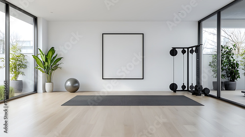Create a serene home gym with modern décor and functional equipment for enhanced wellness