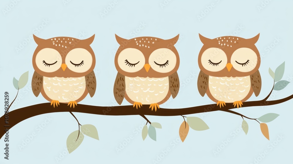 Fototapeta premium Cute cartoon owl. Halloween decoration.