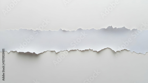 White Torn Paper Texture Background with Irregular Edges,  a Blank Space for Copy or Text,  Perfect for Mockups,  Design Projects, and  Presentation
