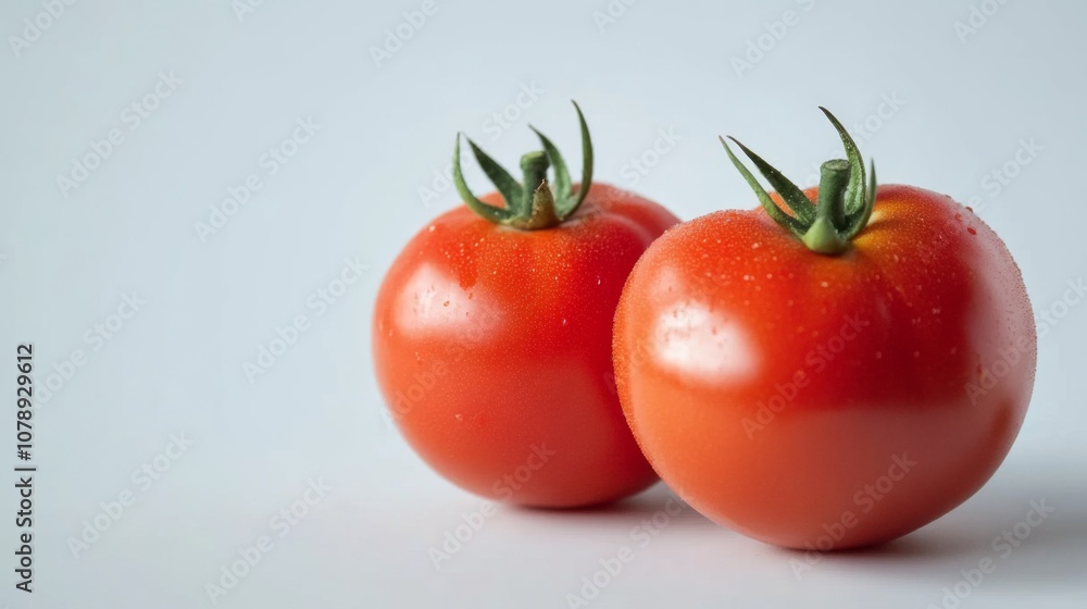 Two Ripe Red Tomatoes on a White Background Two Ripe Red Tomatoes on a White Background