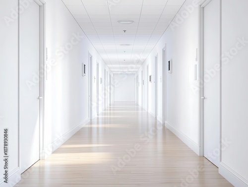 Elegant hallway with closedcircuit cameras, motion detection system activated by passing residents, realtime alerts on a tablet, bright morning photo