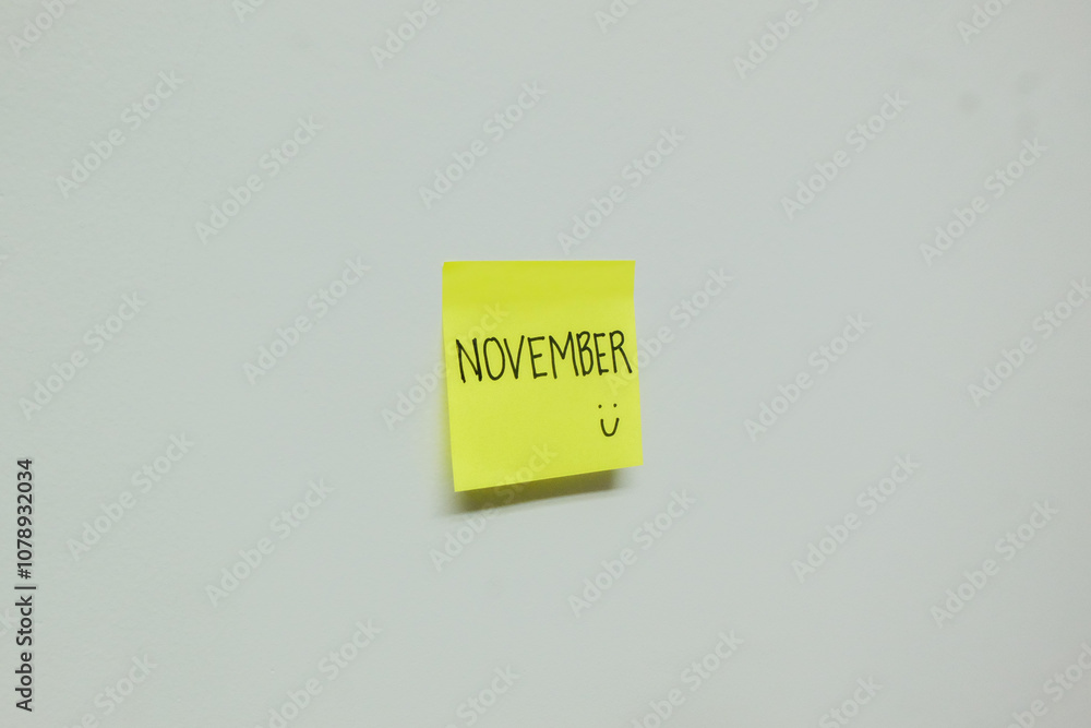 November sign on a sticky note. November sign on a sticky note.