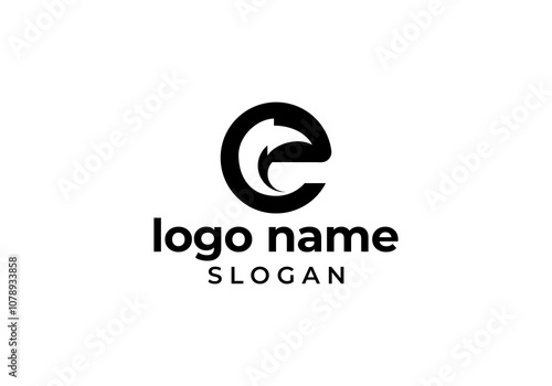 design logo lightning and letter E