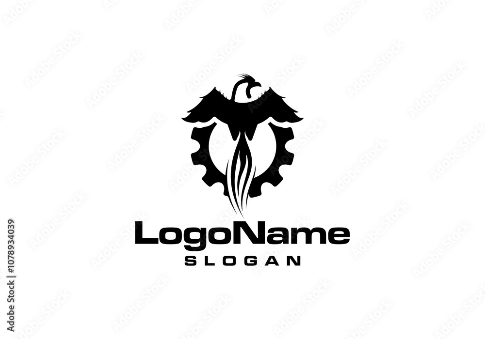 Obraz premium Phoenix gear logo icon vector template