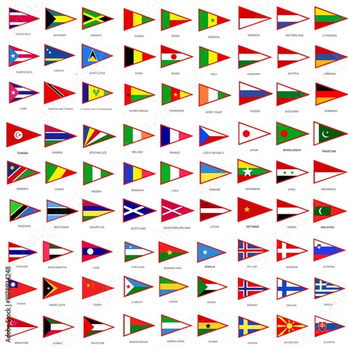 Free Download Pennant flags of some countries in the world. Vector illustration - GFXLoad
