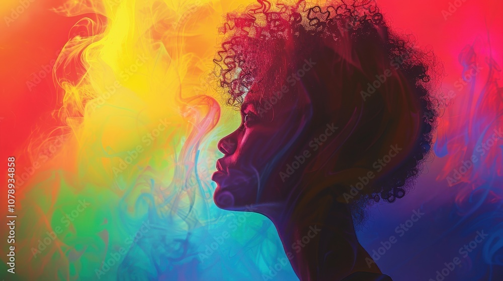 Against a dynamic backdrop, an introspective LGBTQ individual's reflective gaze captures their journey towards self-acceptance Against a dynamic backdrop, an introspective LGBTQ individual's reflective gaze captures their journey towards self-acceptance