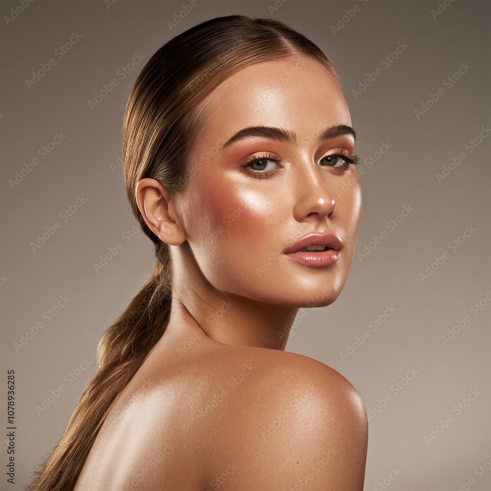 Naklejka premium Beauty Face Women with Flawless, Glowing Skin