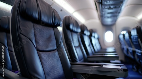 Explore the comfortable travel experience aboard airplanes a closeup view of the airport aisle and seating arrangement
