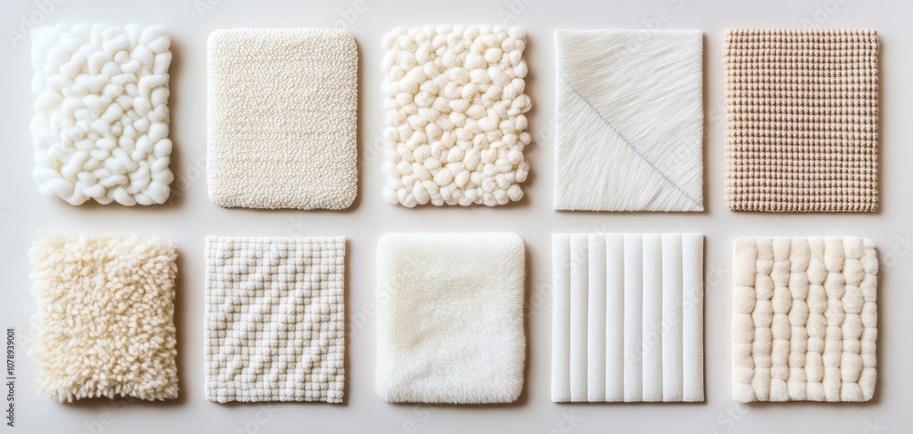 A collection of textured white surfaces showcasing various patterns and materials. A collection of textured white surfaces showcasing various patterns and materials.