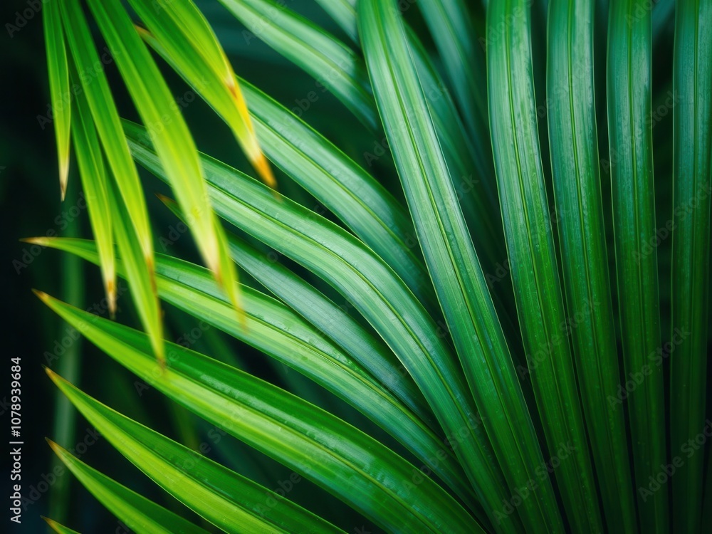 Close up of a vibrant green palm leaf showcasing its natural texture and tropical beauty, vibrant, macro, natural Close up of a vibrant green palm leaf showcasing its natural texture and tropical beauty, vibrant, macro, natural