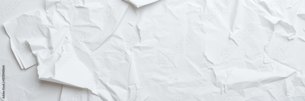 Crumpled white paper with creases and folds, abstract, texture, scattered Crumpled white paper with creases and folds, abstract, texture, scattered