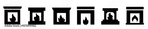 Fireplace  icon in different designs vector illustration on white background 