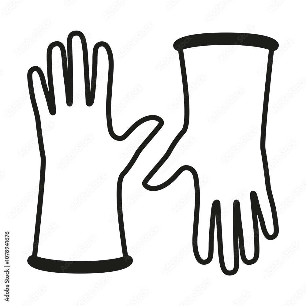 Rubber gloves outline isolated on a white background Rubber gloves outline isolated on a white background