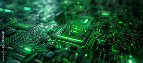 green cyber digital computer network electronic frame background 17