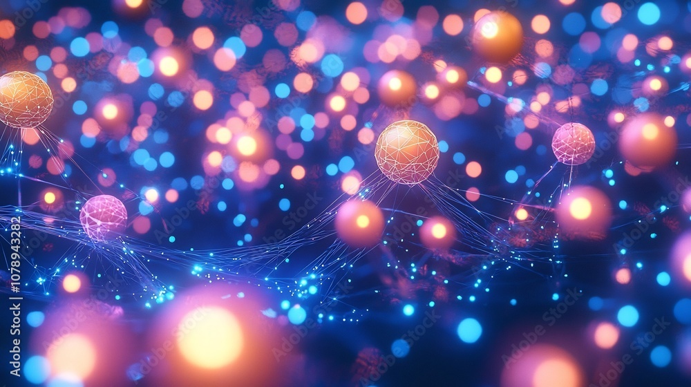 Glowing Quantum Internet Network of Interconnected Light Orbs Digital Art Installation Concept Glowing Quantum Internet Network of Interconnected Light Orbs Digital Art Installation Concept