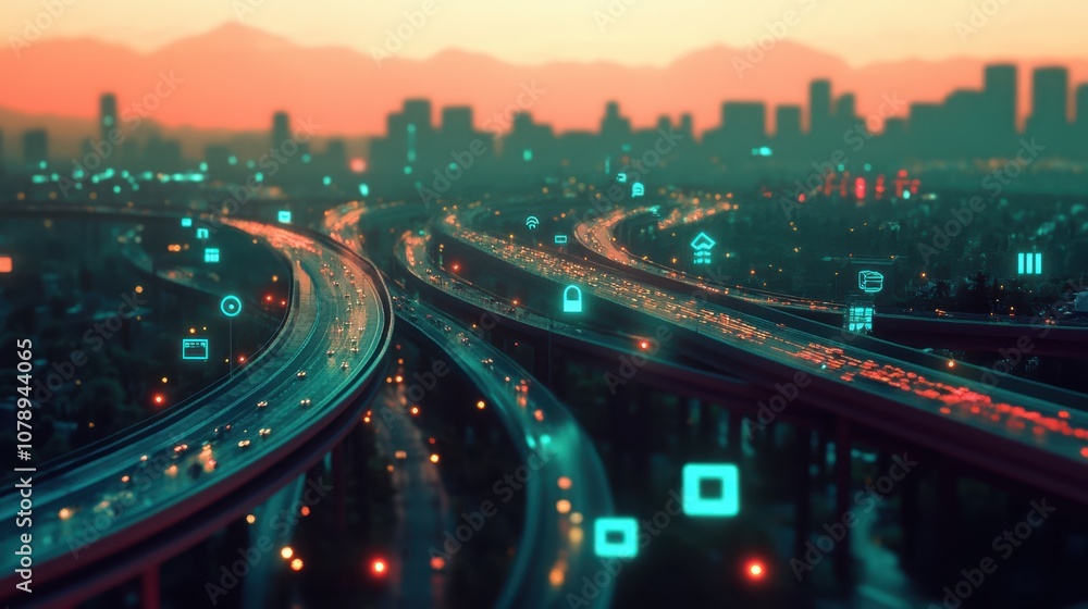 Fototapeta premium The Urban Highway at Dusk