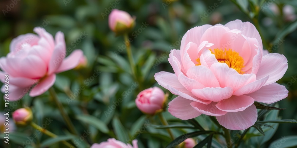 Pink peony flowers in full bloom creating a lush and vibrant background, nature, wallpaper, soft Pink peony flowers in full bloom creating a lush and vibrant background, nature, wallpaper, soft