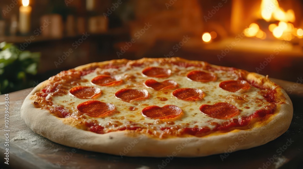 Creative pizza with heartshaped pepperoni slices, symbolizing the love for pizza on World Pizza Day Creative pizza with heartshaped pepperoni slices, symbolizing the love for pizza on World Pizza Day