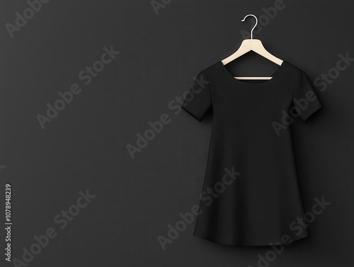 Contemporary cutout dress on matte black hanger, minimalist background, highcontrast image for cuttingedge fashion photo