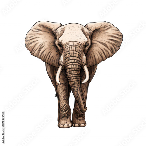 Adorable elephant clipart illustrates playfulness and charm on a clean white background photo