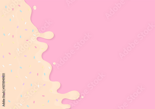 Cream liquid with sugar sprinkles background