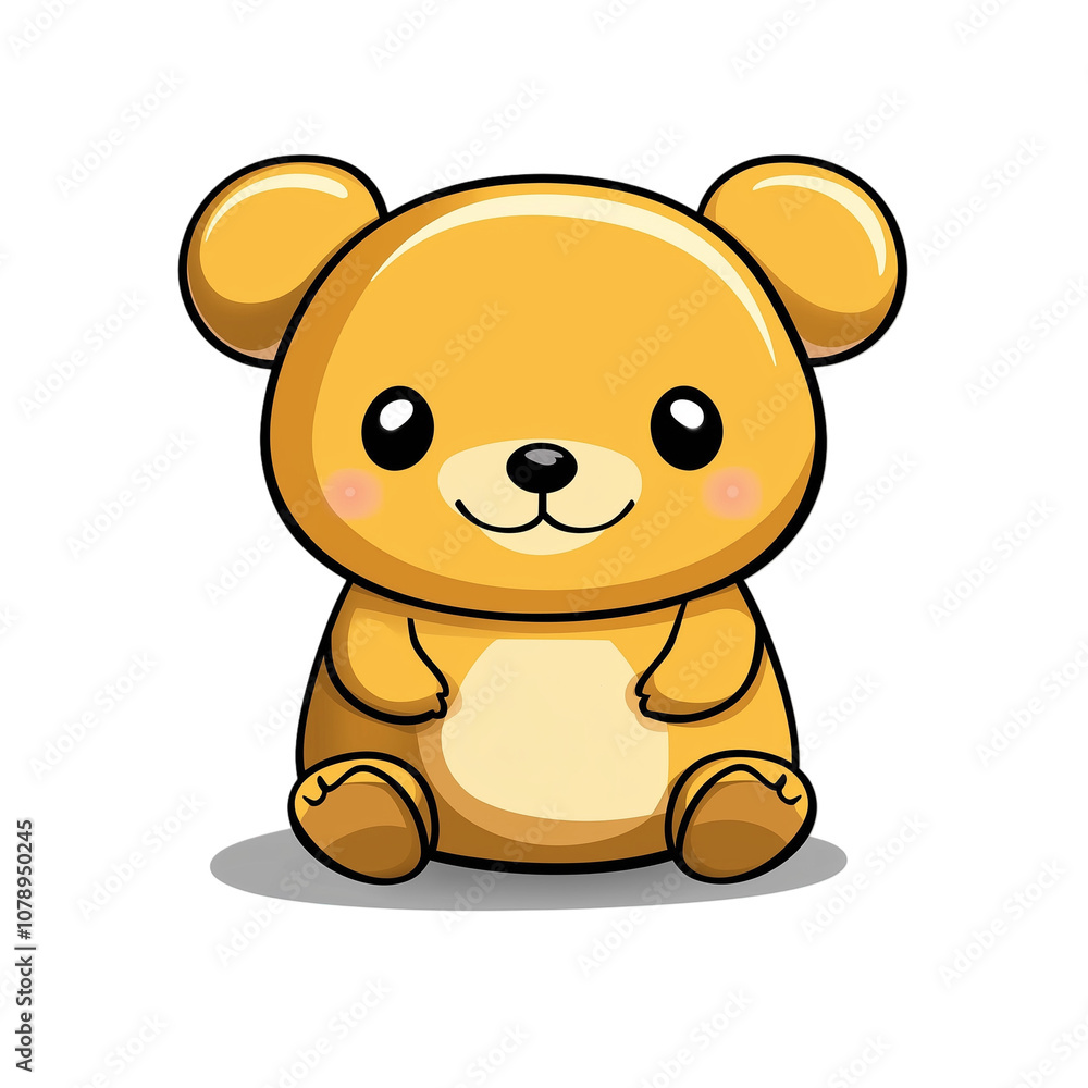 Fototapeta premium Cute cartoon bear character smiling cheerfully on a solid black background for creative projects