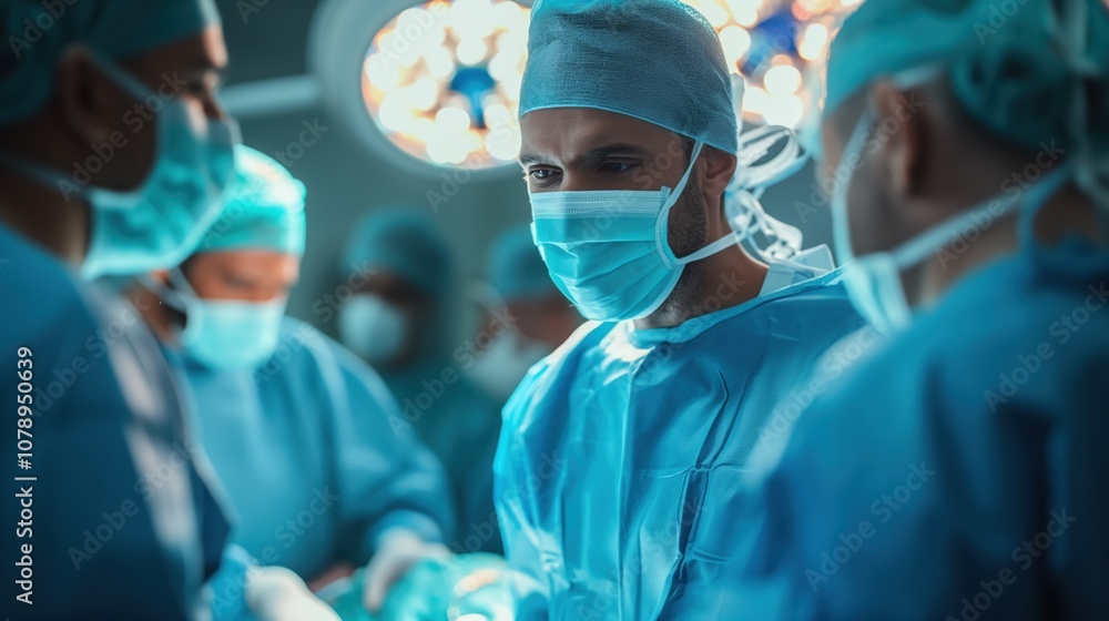 A newborn baby is born by c-section in an operating room attended by a surgeon and medical team
A newborn baby is born by c-section in an operating room attended by a surgeon and medical team