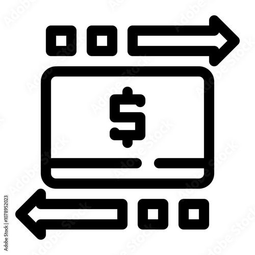 Financial transaction icon. Finance, monetary exchange, receive payments, withdraw money. Vector illustration