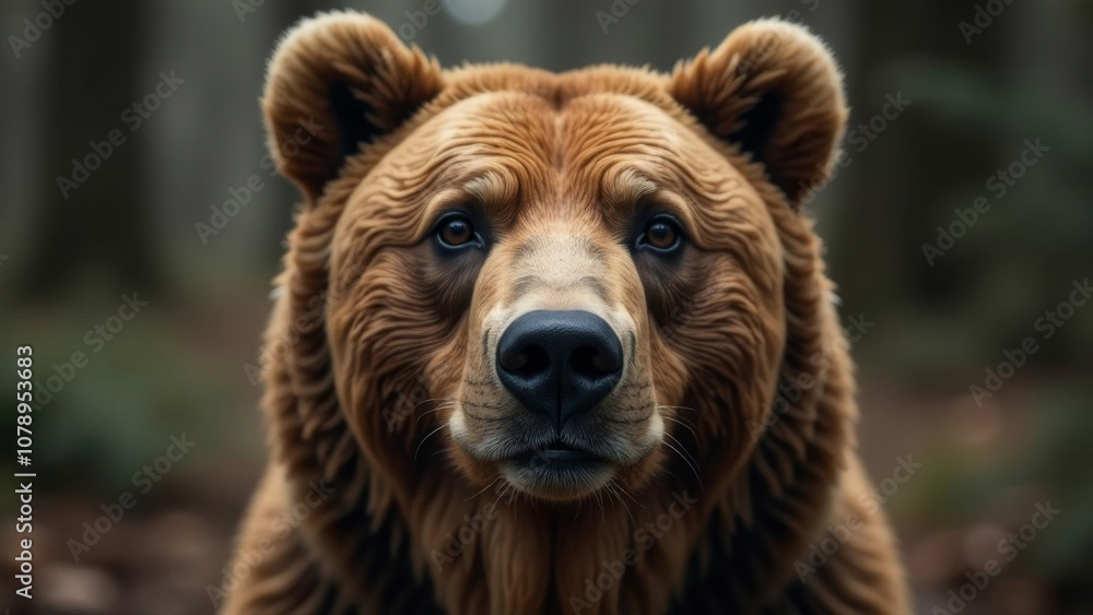 Fototapeta premium A large grizzly bear in its natural habitat, wildlife.