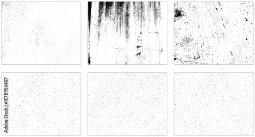 Grunge overlay textures with dust grain isolated on white background. 