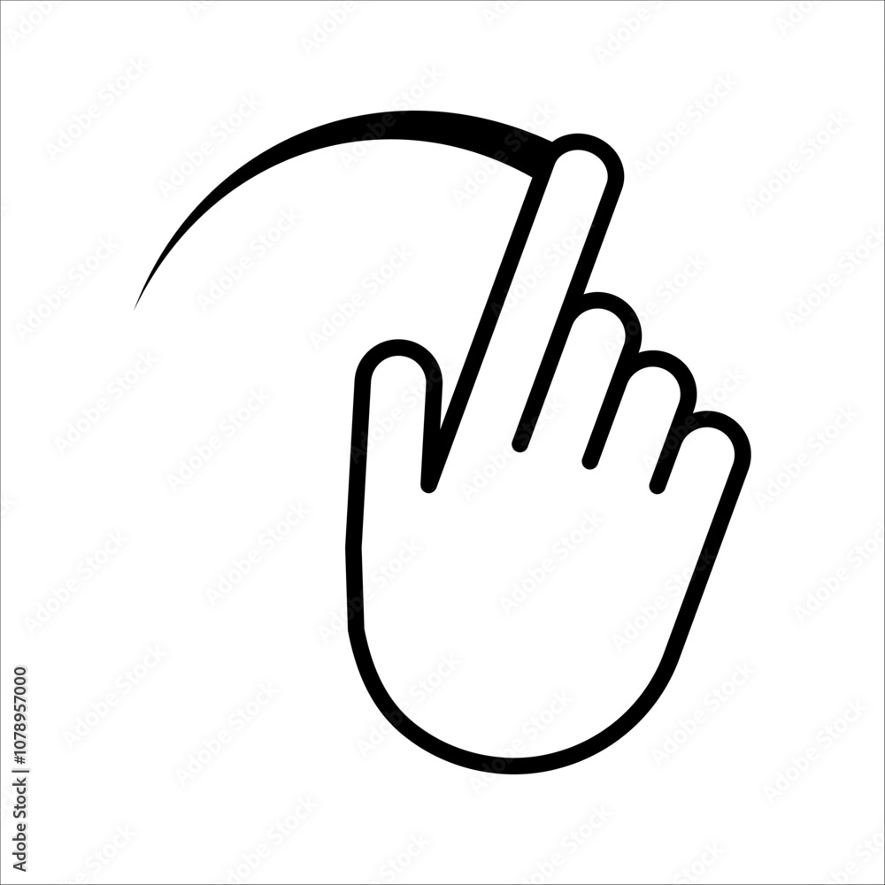 Fototapeta premium Pointing hand swipe right gesture isolated vector icon. Move to right hand gesture cutout clipart design element. Drag and drop cursor sign. Apps or games user interface asset. GUI element.
