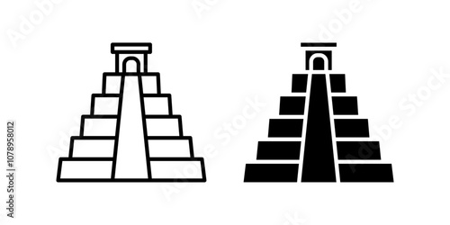 Mayan Pyramid Icon set. Symbol isolated white background. vector illustration. color editable.