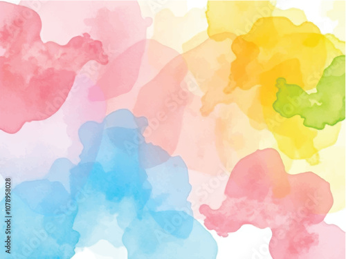 Colorful watercolor abstract artwork blending soft hues of pink, blue, yellow, and green, creating a serene backdrop ideal for creative projects and digital designs