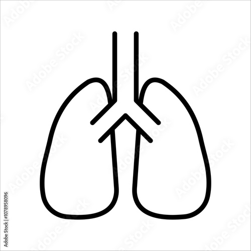 Lungs icon. Simple outline style. Human internal organ, lung, respiratory system, pulmonology concept. Thin line symbol. Vector illustration isolated on white background.
