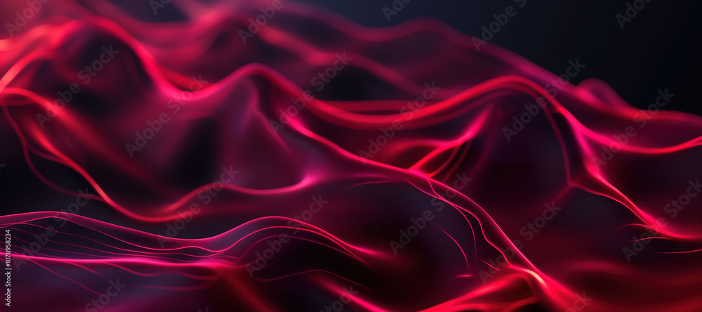 Obraz premium red maroon glowing hologram neon fluid wave background 8