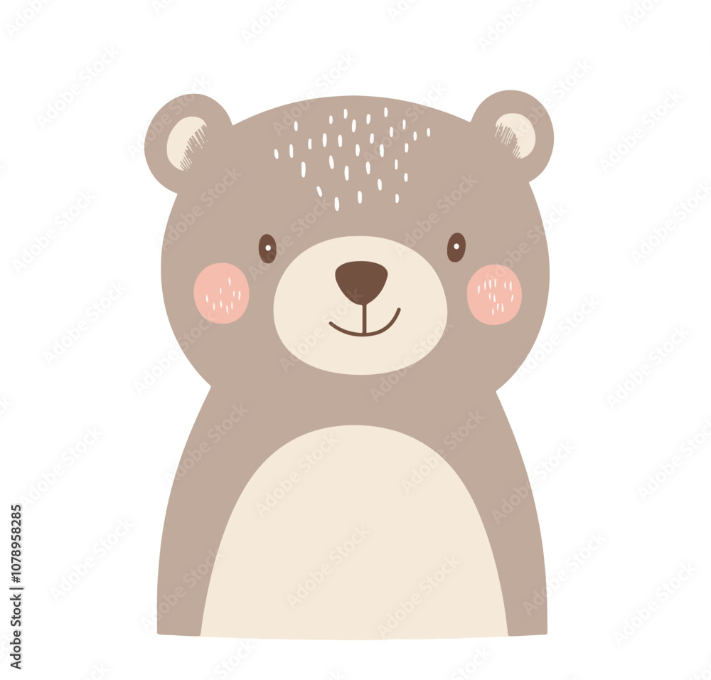 Cute cartoon bear illustration with light brown fur and rosy cheeks, showcasing a friendly expression and simple design, perfect for children's decor or educational materials Cute cartoon bear illustration with light brown fur and rosy cheeks, showcasing a friendly expression and simple design, perfect for children's decor or educational materials