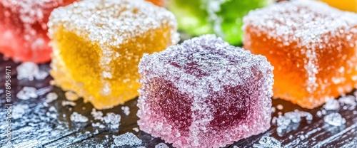 Colorful Gummy Candies Coated in Sugar