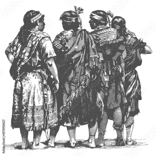 Four Indigenous People in Traditional Clothing